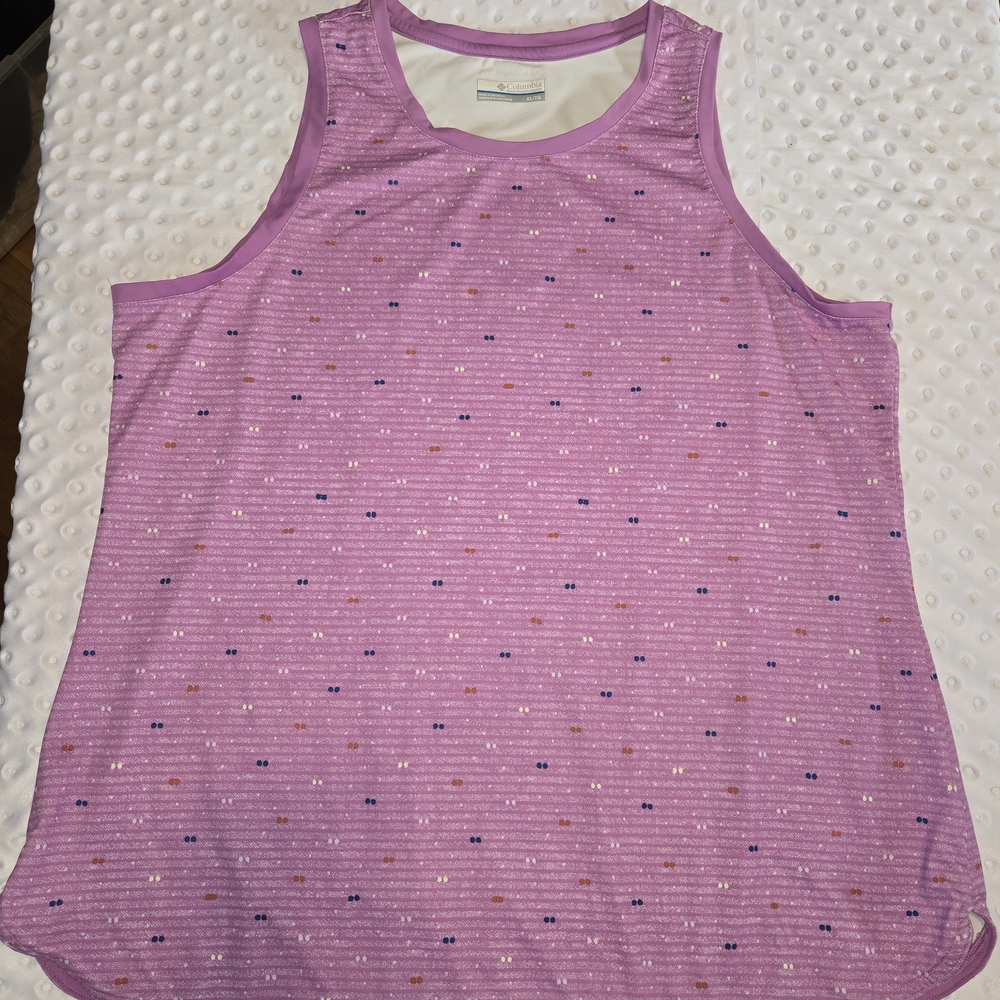 Columbia Tank Top Womens XL Purple Striped Scoop Neck Sleeveless Activewear